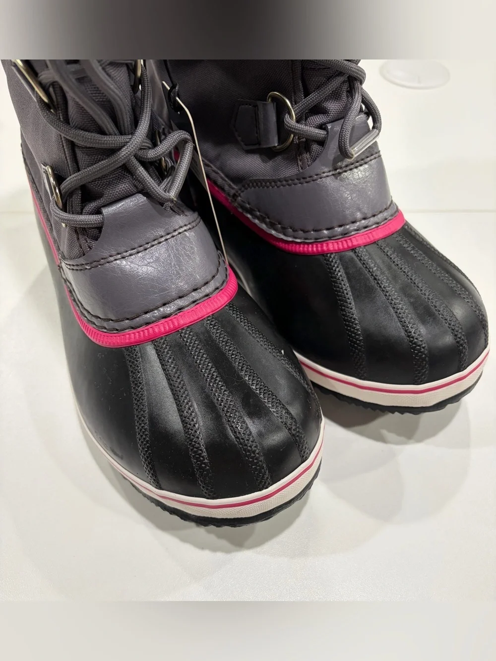 Sorel Youth 6 Years 6Y Yoot Pac Nylon Snow Boots Winter NWT Black Pink Girls